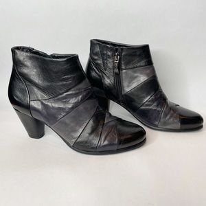 Regarde Le Ciel Stefany Patchwork Black and Gray Leather Bootie